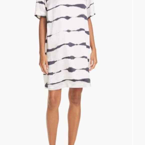 ATM Anthony Thomas Melillo Tie-Dye T-Shirt Dress – White/Navy - Picture 3 of 3